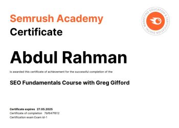 Semrush certificate